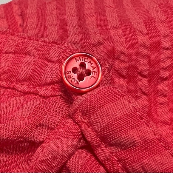 Michael Kors Seersucker Halter Neck Cold Shoulder Short Flutter Sleeve Stripes - Picture 6 of 7